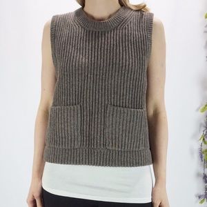 Madewell Gray Ribbed Merino Wool Sweater Vest XS